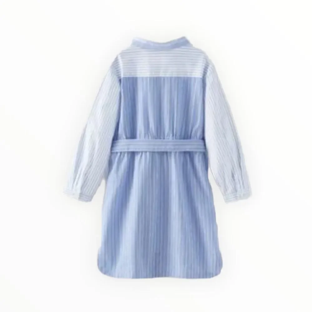 ZARA Kids | Blue | CONTRASTING STRIPED POPLIN SHIRTDRESS